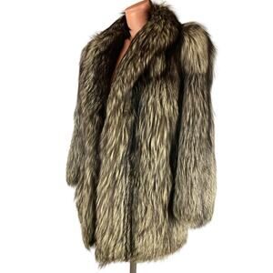 Genuine Silver Fox Fur Coat Jacket Size US 5.5-6